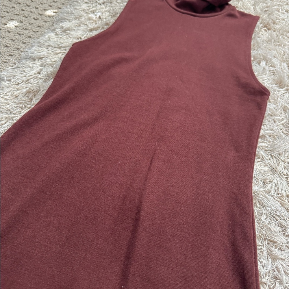 Zara Brown Sleeveless Turtleneck Dress - Picture 3 of 4